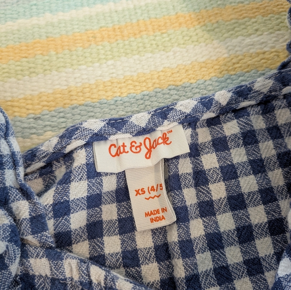 Cat & Jack Blue And White Gingham Tank Too XS 4/5 - Picture 2 of 6